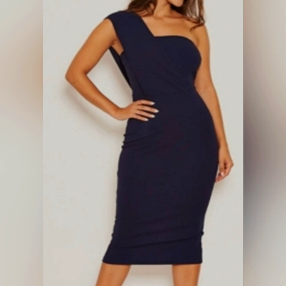 AX Paris Dresses & Skirts - AX París streth slitted darte zipperet sleveless asymmetriecal neckline  blue 6